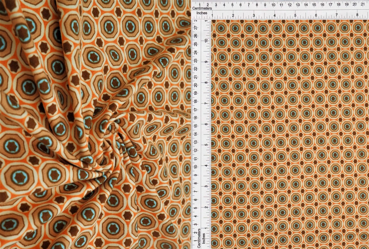 1 Yard DTY Brushed Geometric Knit Fabric, Soft Stretch Lightweight 58/60" Wide